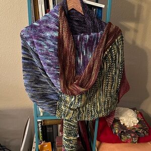 Colorful Patchwork Maximalist Hand Knit Wrap